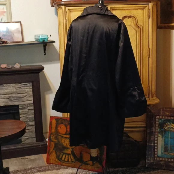 Women Dress Coat Black Satin Plus sz 24 NYGARD COLLECTION b47 Gorgeous